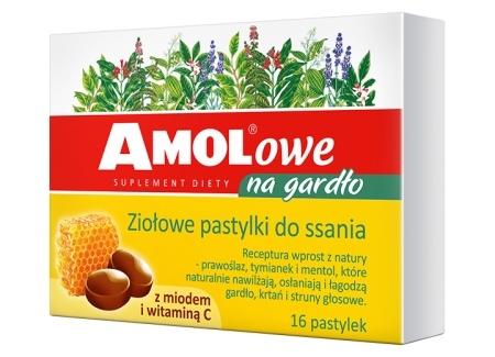 AMOLOWE pastylki na gardło miód cytryna *16szt    