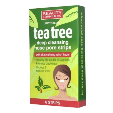 BEAUTY FORMULAS TEA TREE głęb.oczyszcz.paski/nos*6