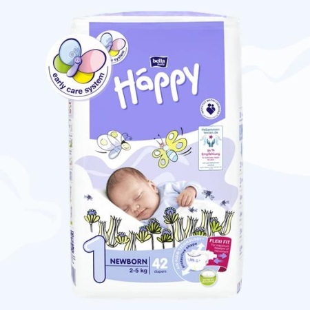 Bella Baby Happy Pieluszki jednorazowe 1 newborn 2-5 kg, 42 szt.  
