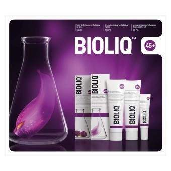 BIOLIQ 45+ zestaw krem dzień/noc+krem do oczu/ust 