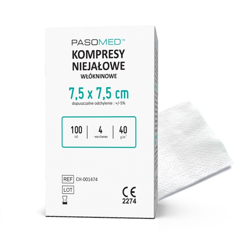 KOMPRESY niej.włók.PASOMED 40g 4W 7,5x7,5cm*100szt