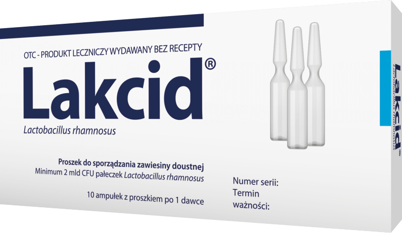 Lakcid minimum 2 mld CFU pałeczek Lactobacillus rhamnosus proszek do sporządzania zawiesiny doustnej 10 amp.