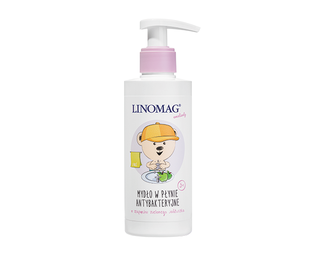 Linomag Mydło antybakteryjne w płynie dla dzieci o zapachu zielonego jabłuszka -  200 ml