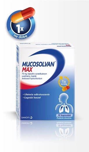 Mucosolvan Max 75 mg kapsułki o przedłużonym uwalnianiu, twarde 10 kaps.