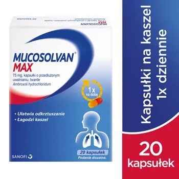 Mucosolvan Max 75 mg kapsułki o przedłużonym uwalnianiu, twarde 20 kaps.