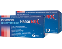 Paracetamol + Difenhydramina Hasco Noc 500 mg + 25 mg tabletki powlekane 48 sztuk